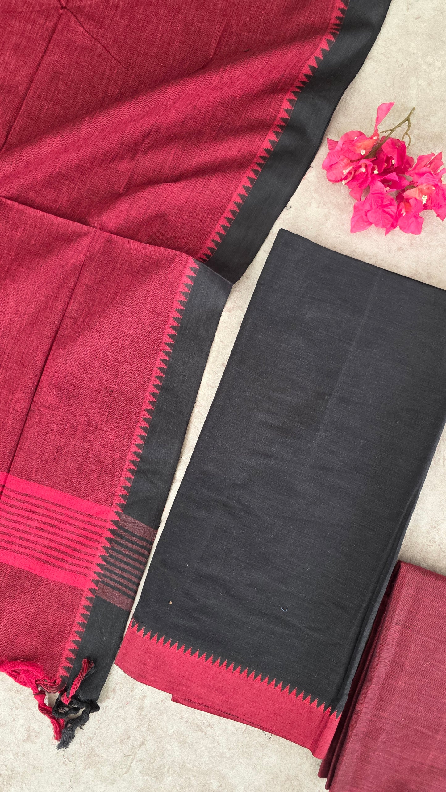 Pure handloom cotton with temple border - H35