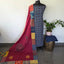 Handcrafted ajrakh cotton top with applique cotton shawl - BAA32