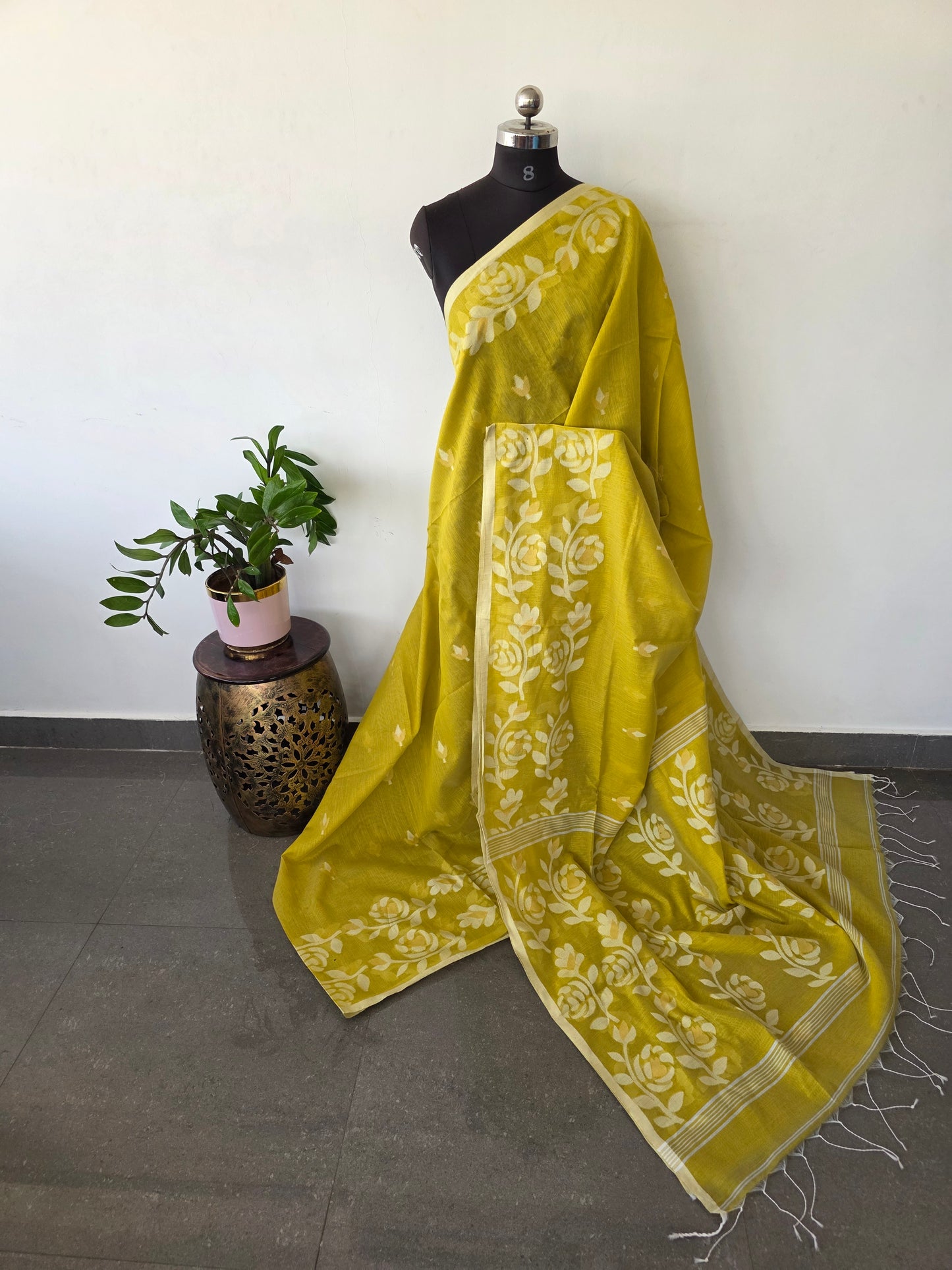 Silk cotton jamdhani saree  - BB475