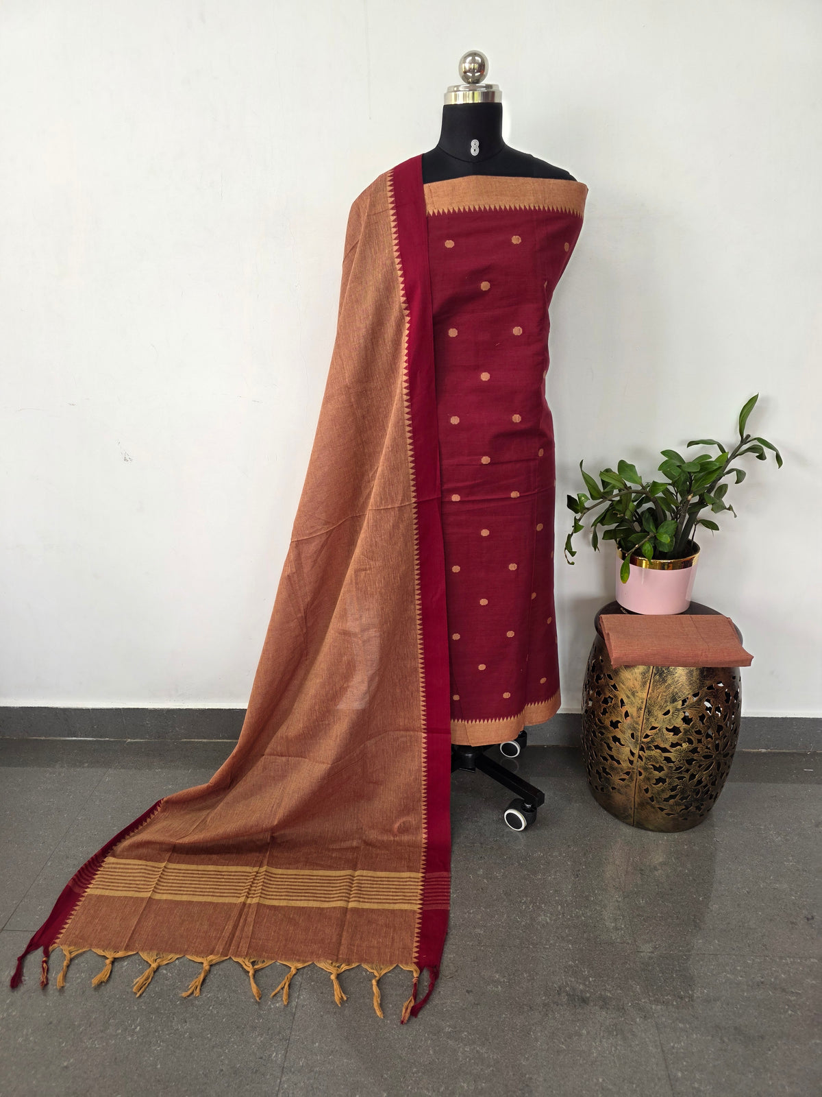 Temple border coin butta south cotton set - HA139