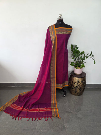 Mercerised narayanapet salwar set with annam border (4.5 meters) - NA404
