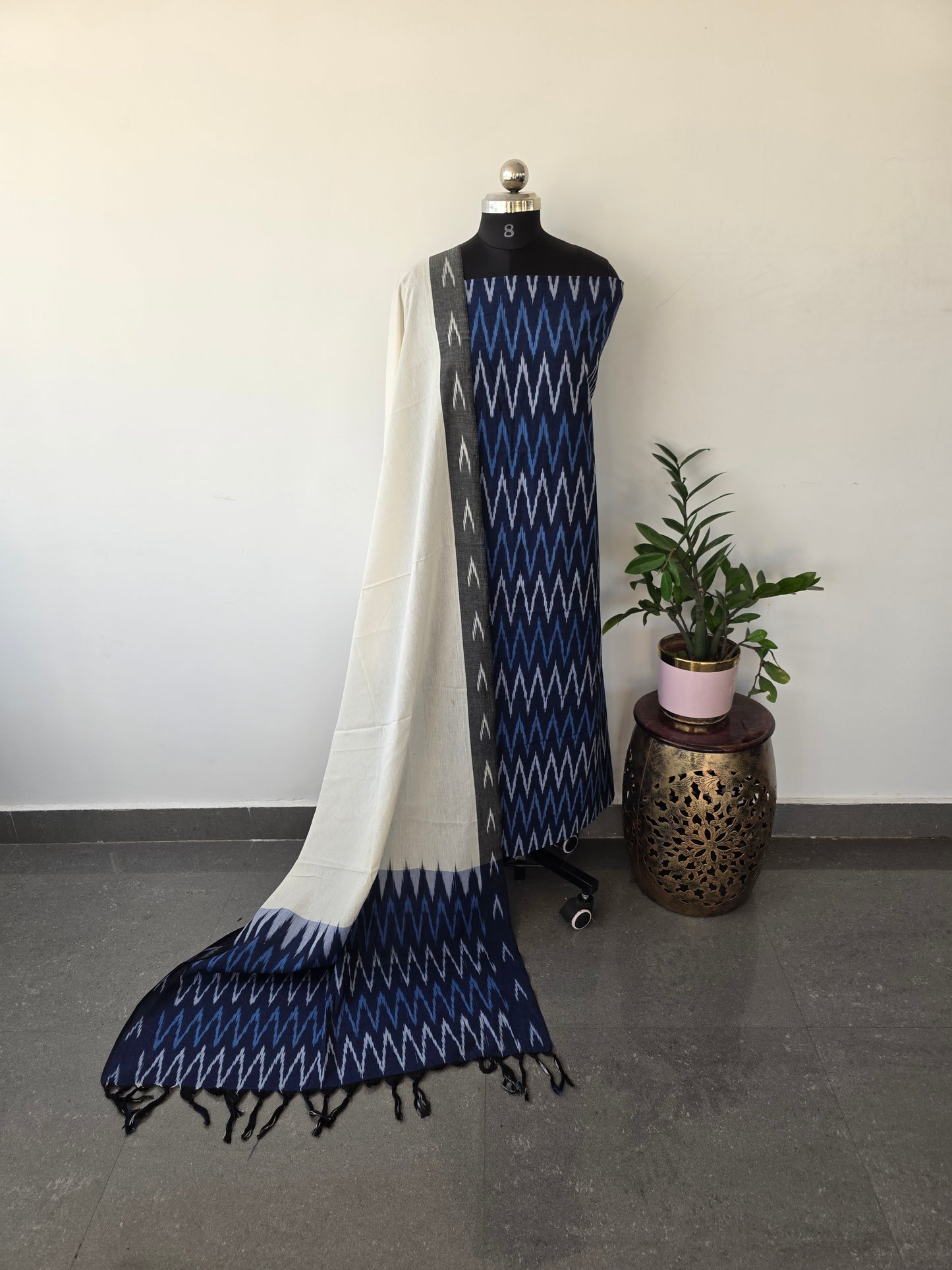 Pochampally ikkat cotton set (blue) - XD11