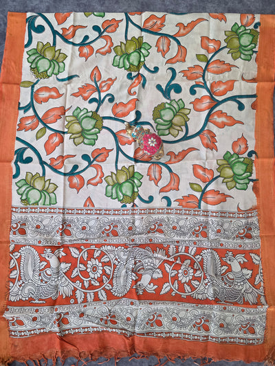 Handcrafted chennuri kalamkari silk dupatta - KAA21