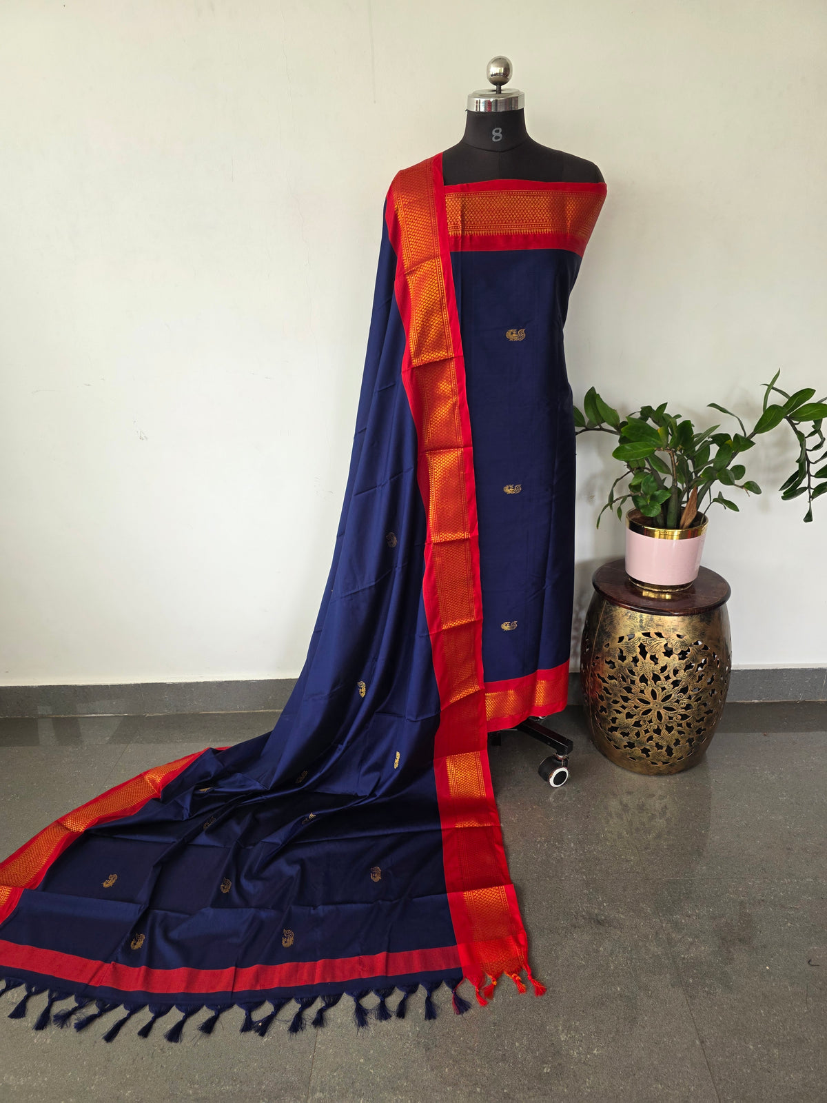 Kovilpattu soft silk set(4.5 mtrs)(Blue) -NA597