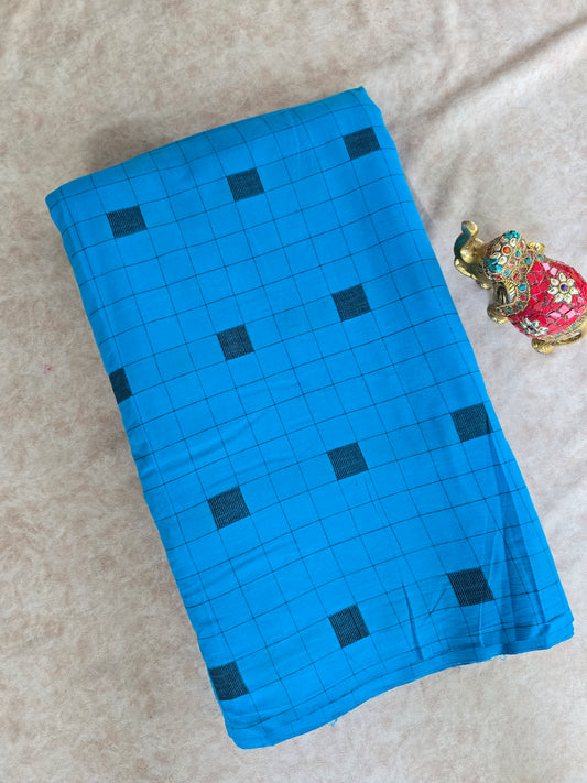 Prewashed Checked Pure handloom cotton running material ( 0.5 mtrs ) - HRM35