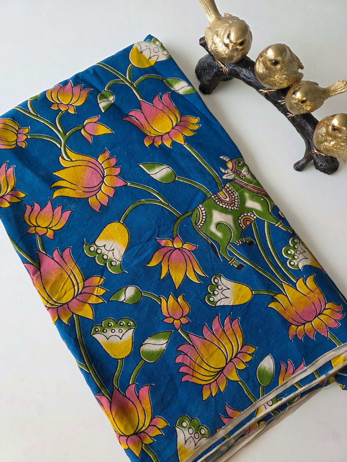 Pure chennuri silk kalamkari  running material (0.5 meter)- CS1