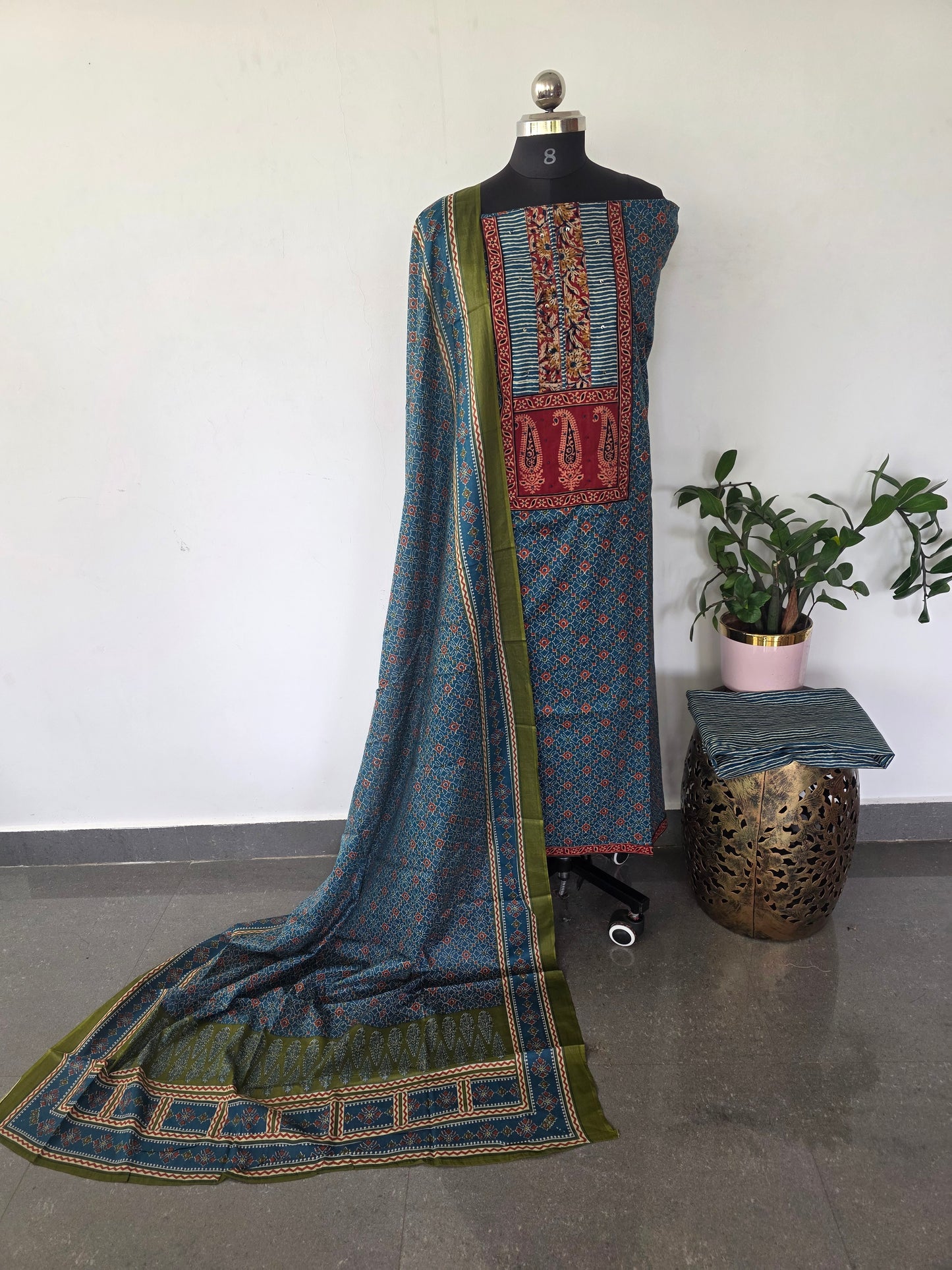 Premium cotton with kalamkari yoke set-SA12
