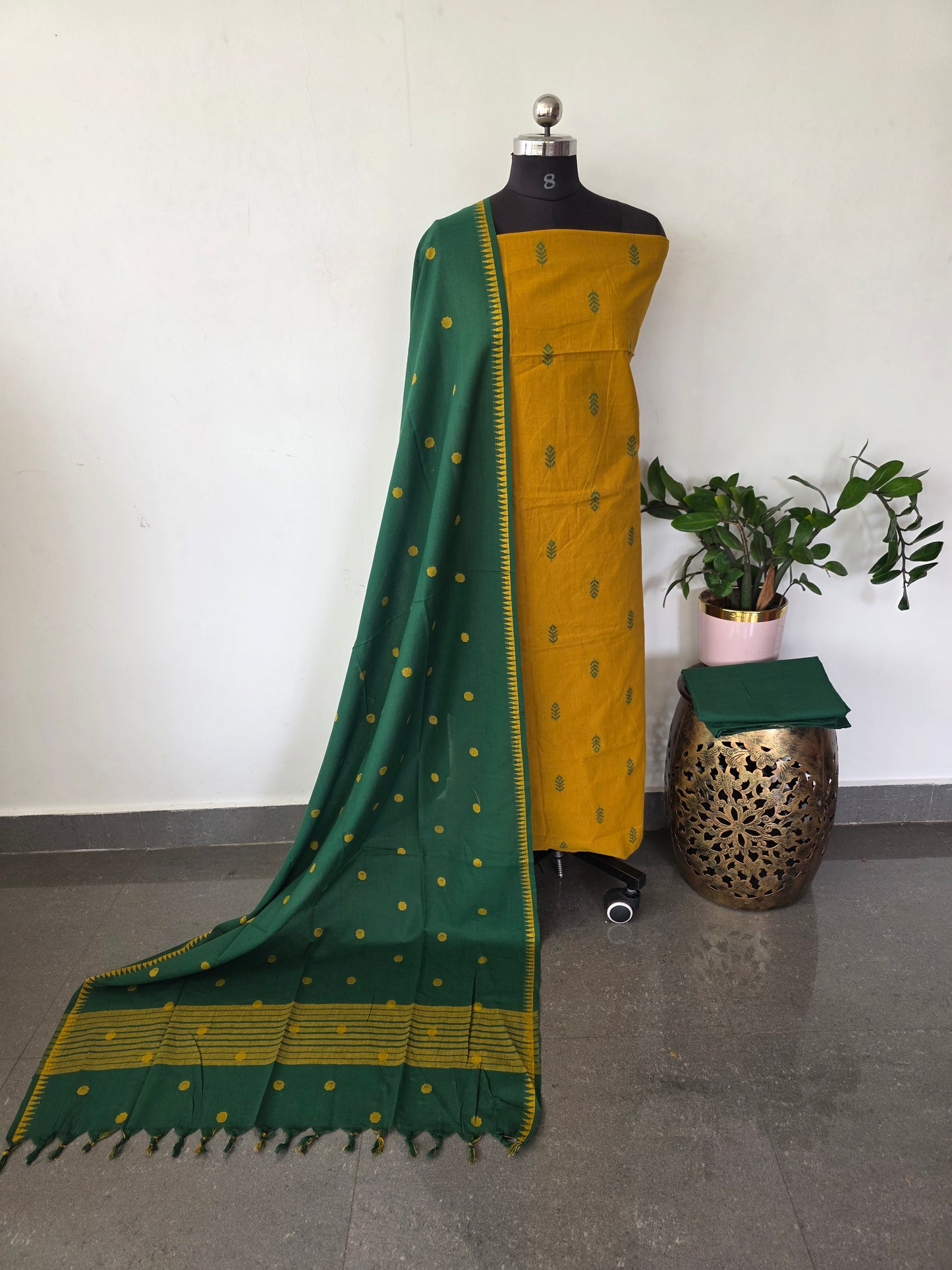 South cotton salwar set with jacquard butta- HA82
