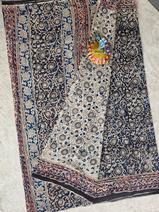 Handblock pure kalamkari cotton saree  - HS11