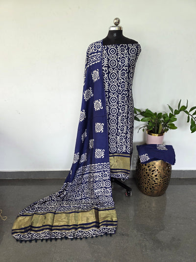 Gadwal batik silk set with lagdi patta - BA509