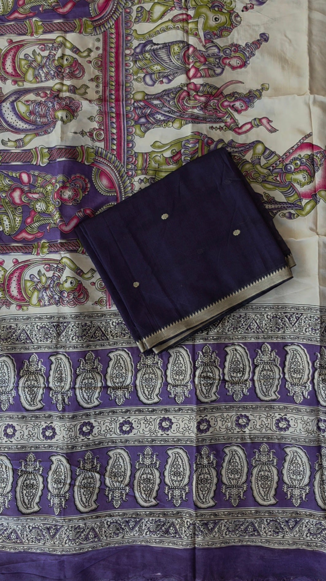 Fusion Narayanapet with handcrafted chennuri silk kalamkari duppatta -NA680