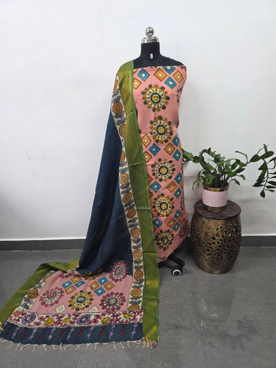 Handcrafted Penkalamkari bangalore silk set - KH201