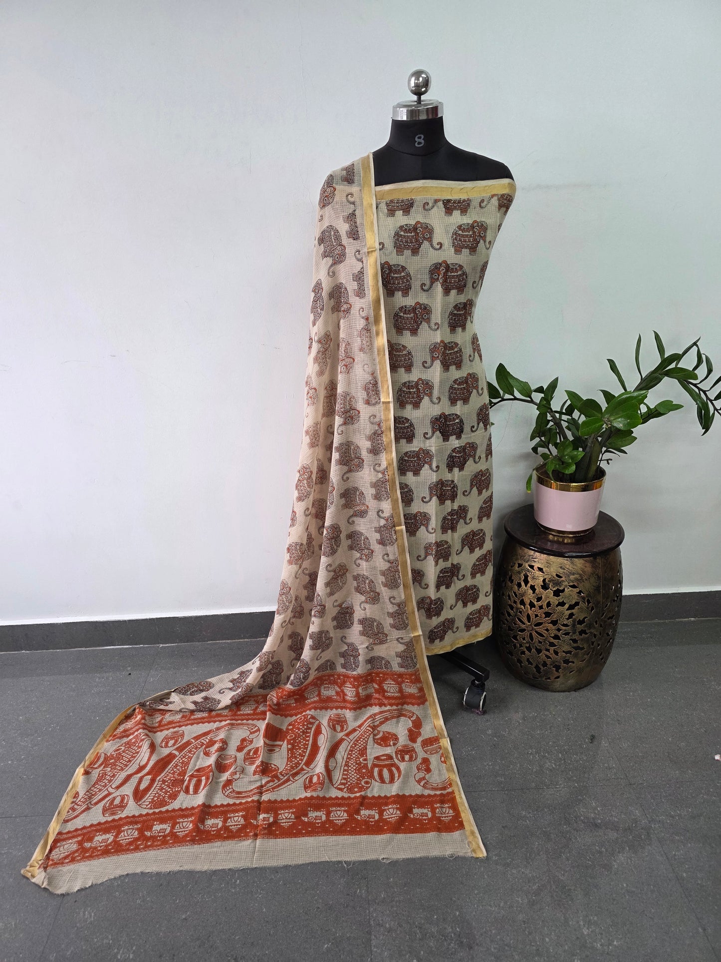 Handcrafted Kota kalamkari set (2 pc set )- AK309