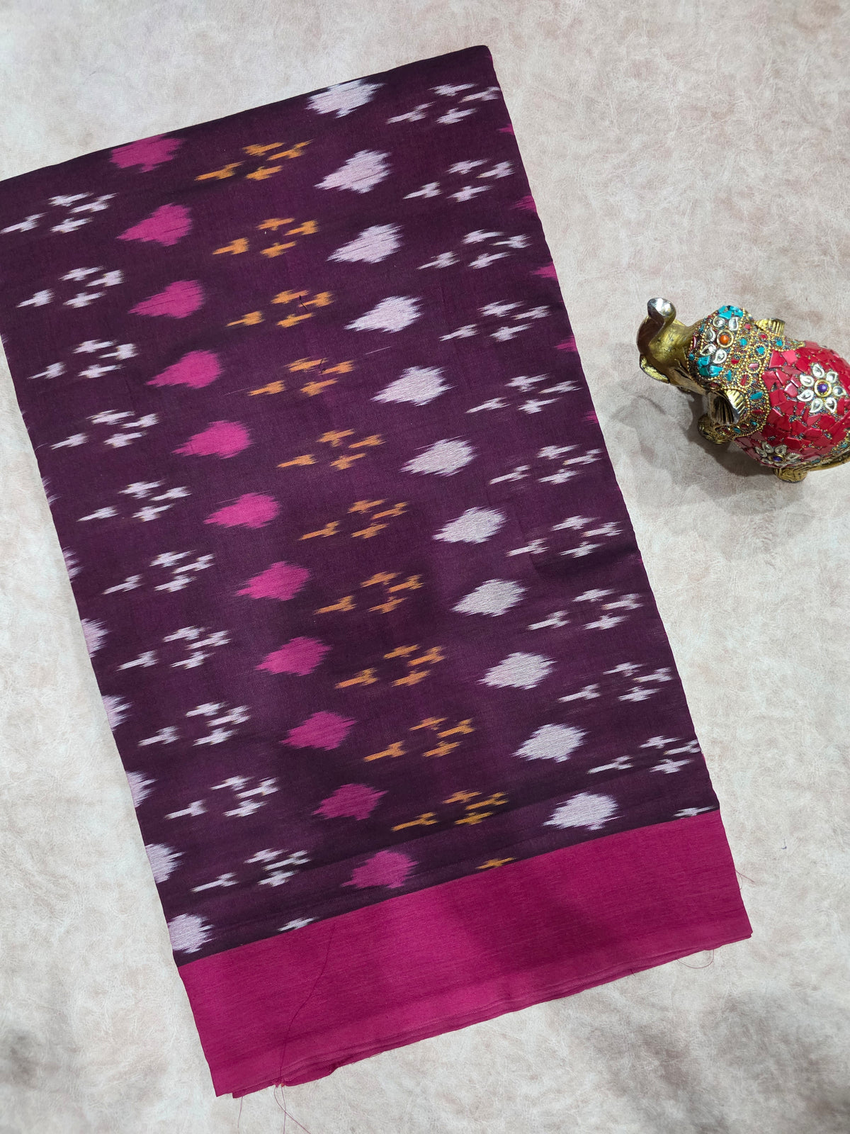 Mercerised warp ikkat saree - WW242