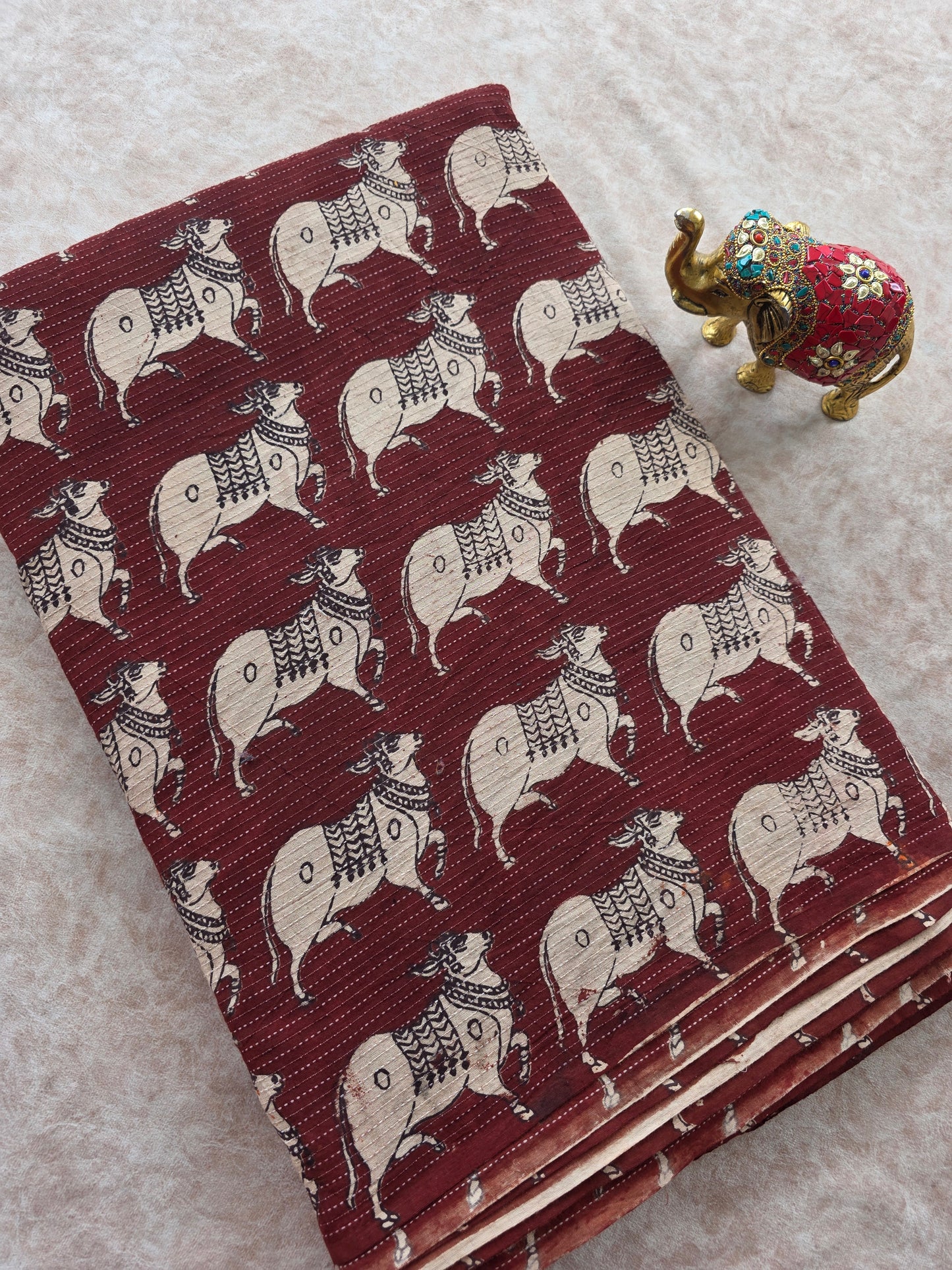 Pure kalamkari Kantha cotton running material (1 meter) - KM66