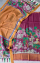 Handcrafted Kalahasthi Penkalamkari bangalore silk set - KH154