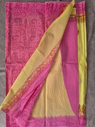 Handblock cotton saree - GE233