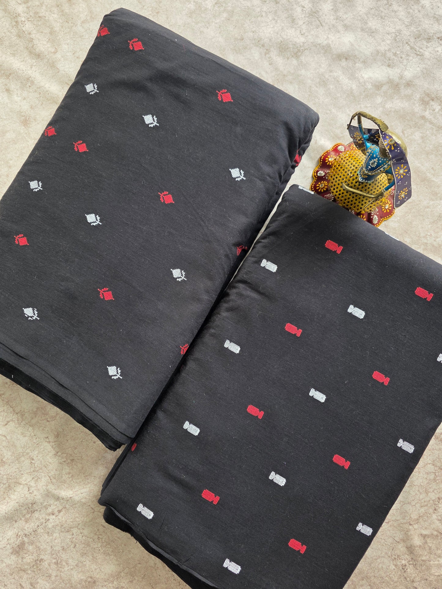 Mercerised cords pure handloom cotton running material ( 5 mtrs ) - black