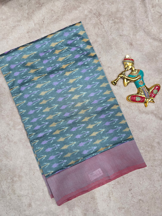Mercerised warp ikkat saree - NV393