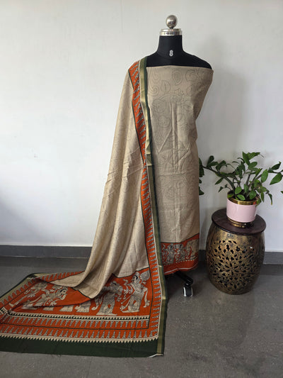 Kalahasthi Kalamkari-inspired Assam silk set - AS130