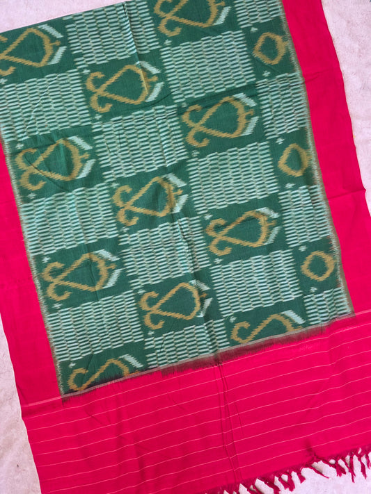Handloom  mercerised weft ikkat duppatta  - KK124