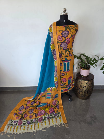 Handcrafted Penkalamkari bangalore silk set - KH212