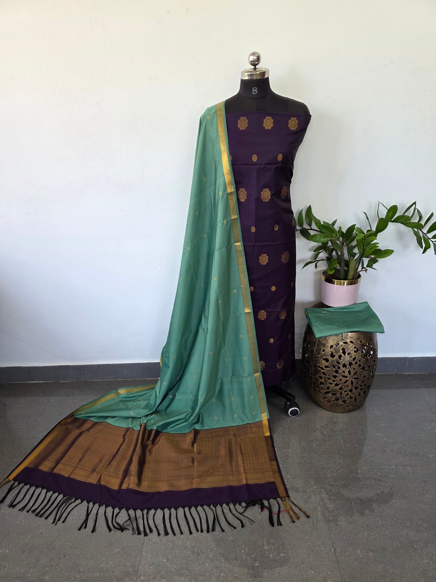 Kanchivaram semi softsilk salwar set - KS42