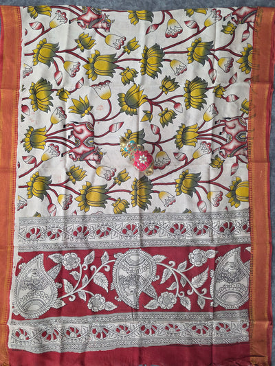 Handcrafted chennuri kalamkari silk dupatta - KAA31