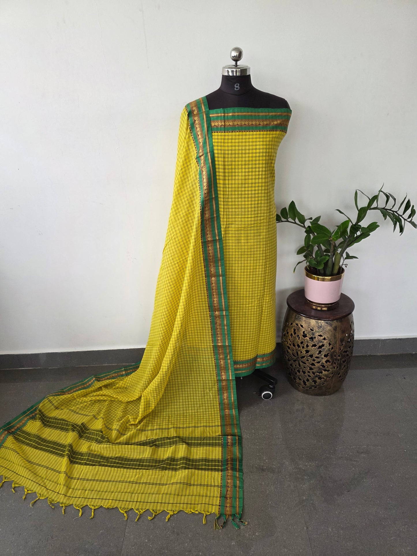 Checked Mercerised narayanapet salwar set (4.5 meters)- NA508