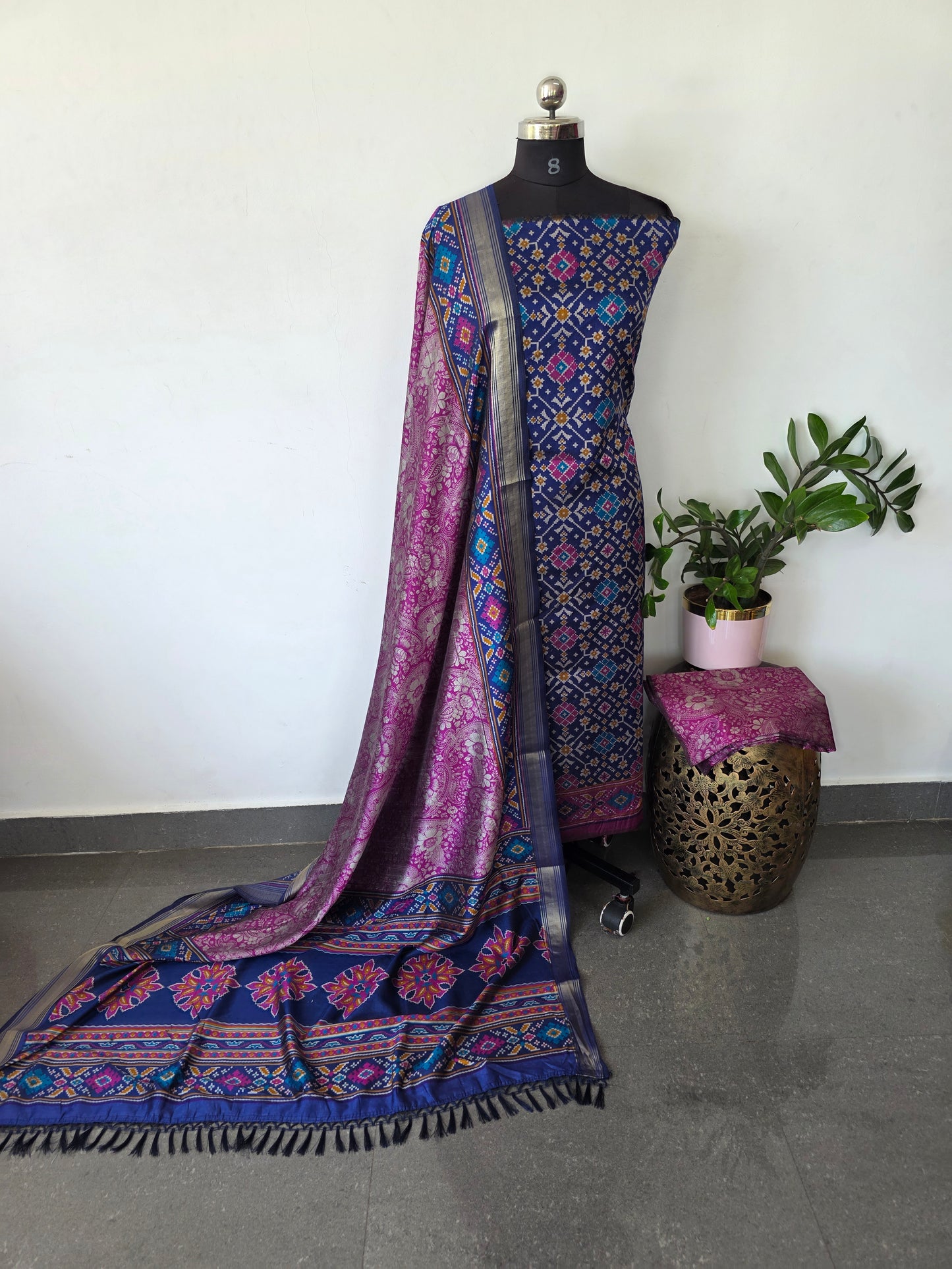 Premium semi Patola silk set - PK100