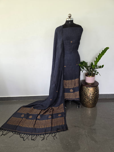 Premium handloom linen jamdhani set - JMM92