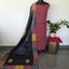 Handcrafted ajrakh cotton top with applique cotton shawl - BAA36