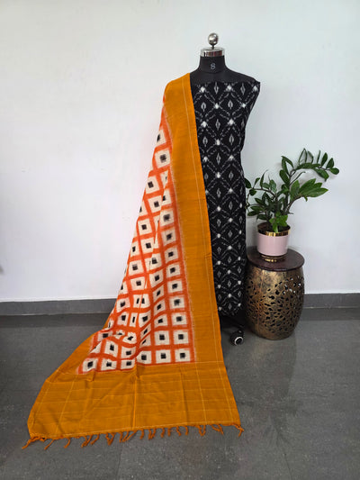 Handloom Double ikkat cotton with double ikkat dupatta - NV408