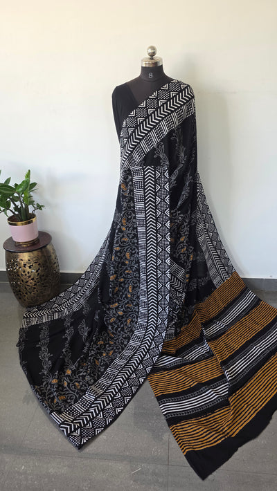 Handblock Jaipuri pure cotton saree - JA187