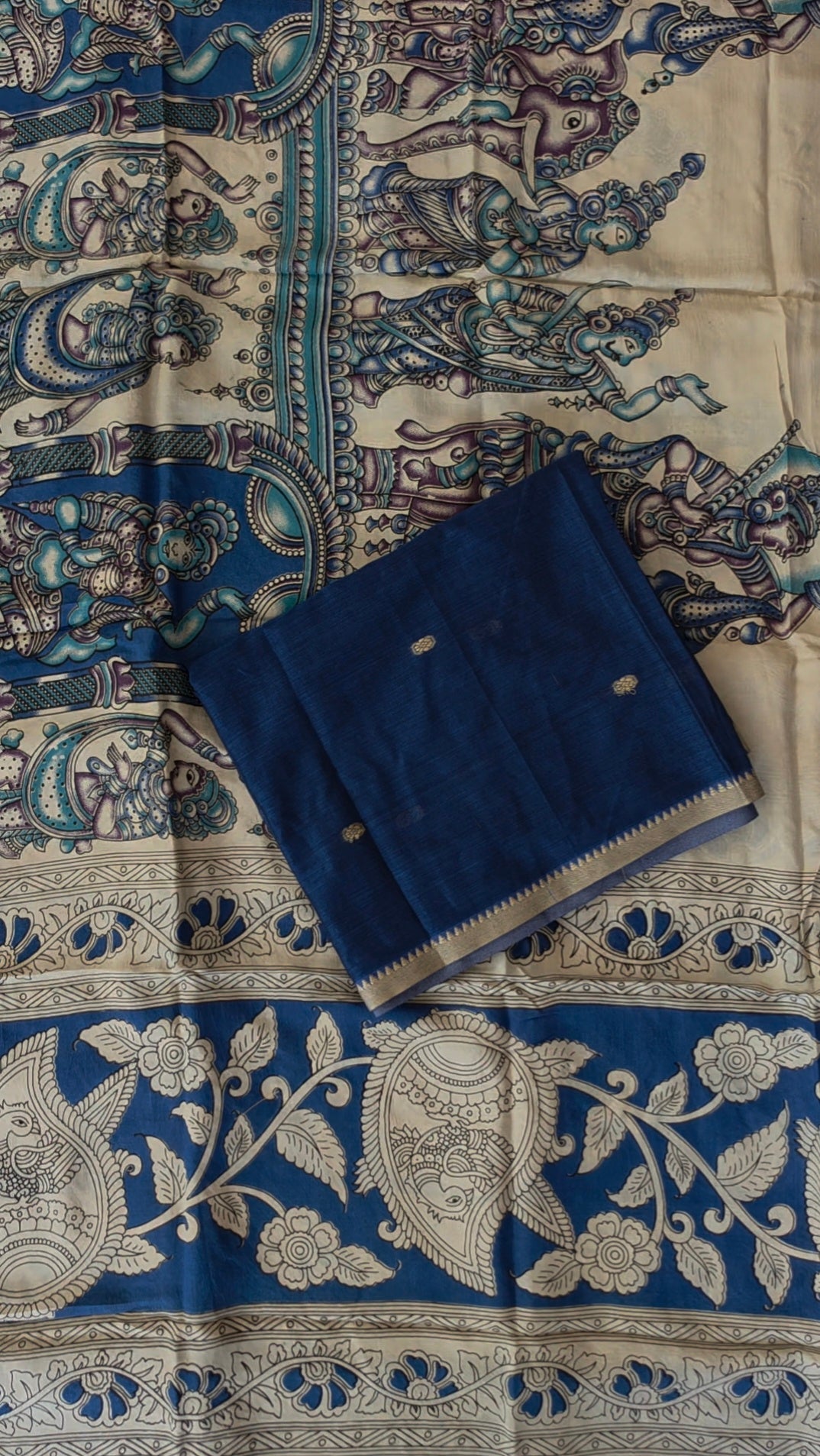 Fusion Narayanapet with handcrafted chennuri silk kalamkari duppatta -NA685