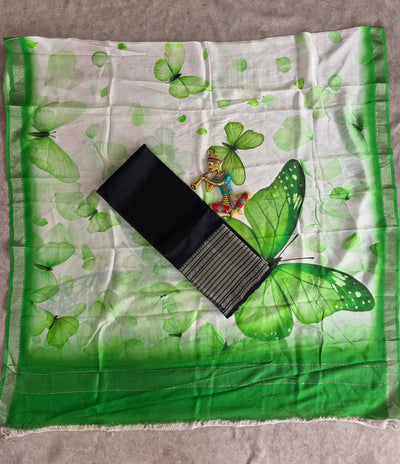 Handloom mangalagiri silk top with pure mangalagiri digital silk shawl - ML45