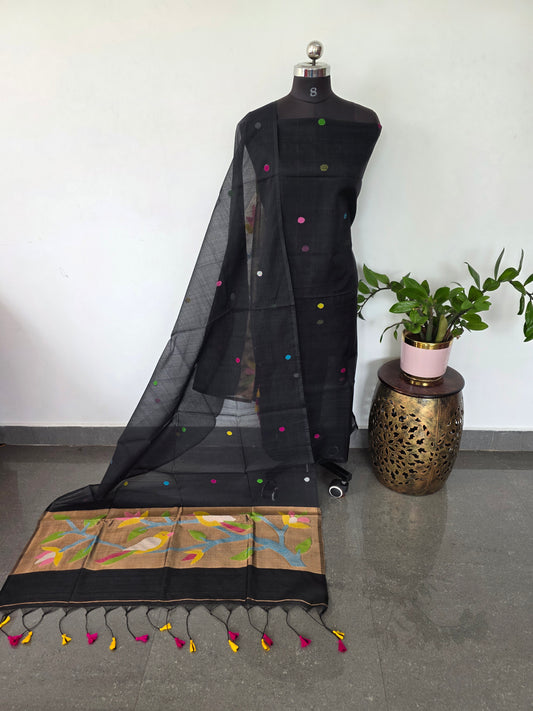 Handloom muslin paithani jamdhani set - JMM360