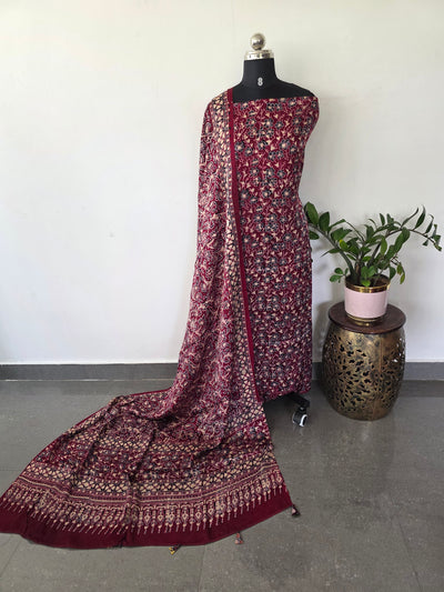 Handcrafted ajrakh modal silk set - HZ280