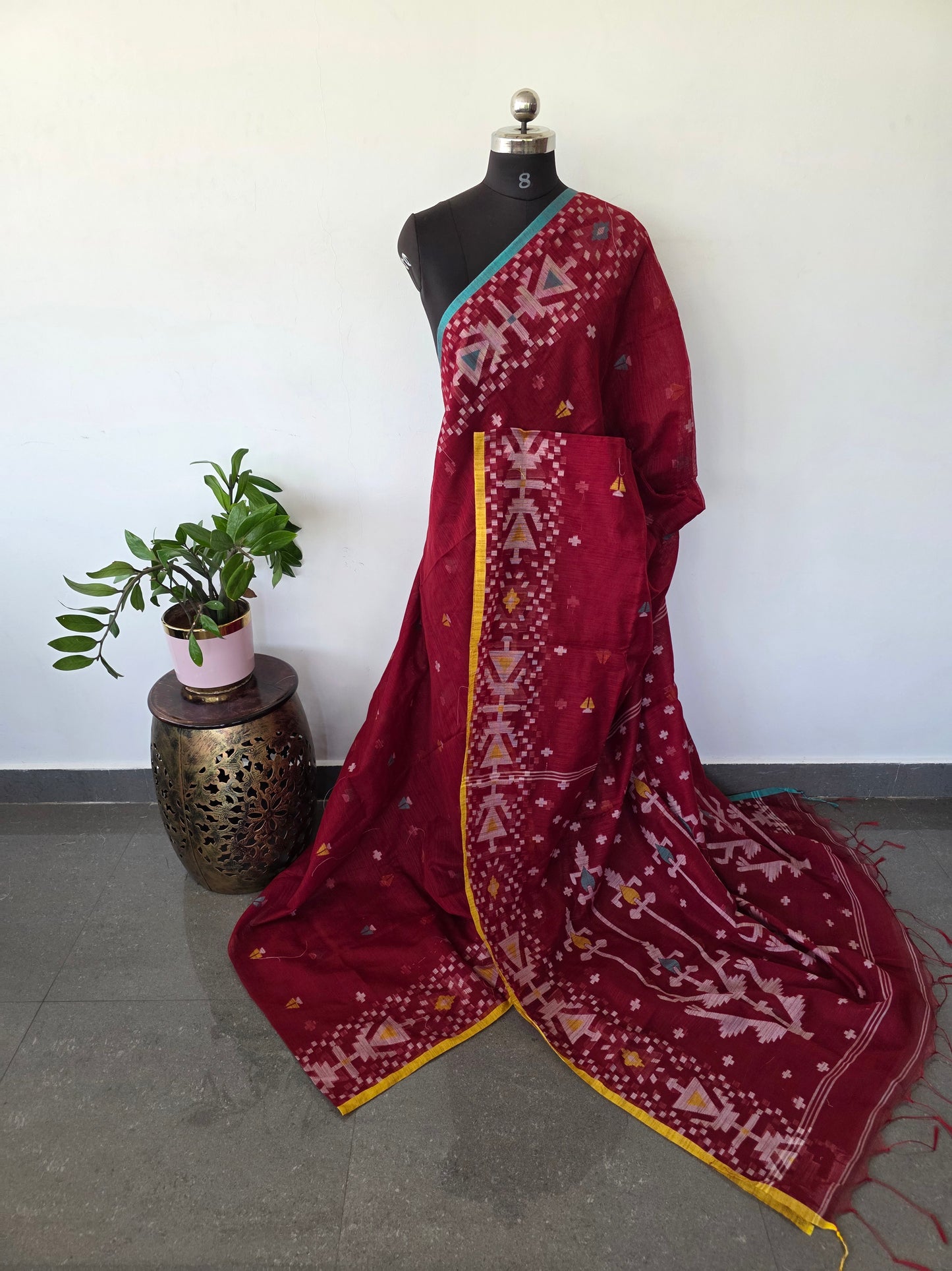 Silk cotton jamdhani saree  - BB466