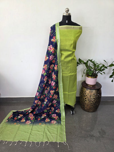 Handloom Mangalagiri silk top with digital mangalagiri silk shawl -RV204