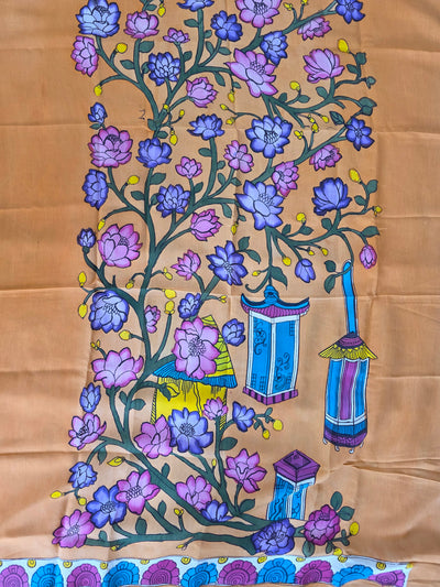 Handcrafted Penkalamkari bangalore silk set - KH212