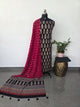 Handcrafted ajrakh cotton set with bandhini duppatta(Black)-HZ371