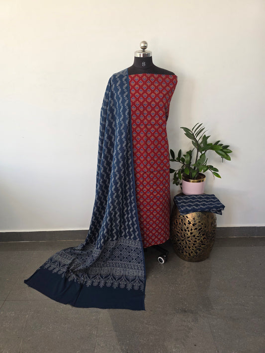 Heavy ajrakh cotton set  - Gu11