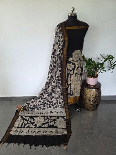 Kanchi border chennuri kalamkari  silk set - AK427