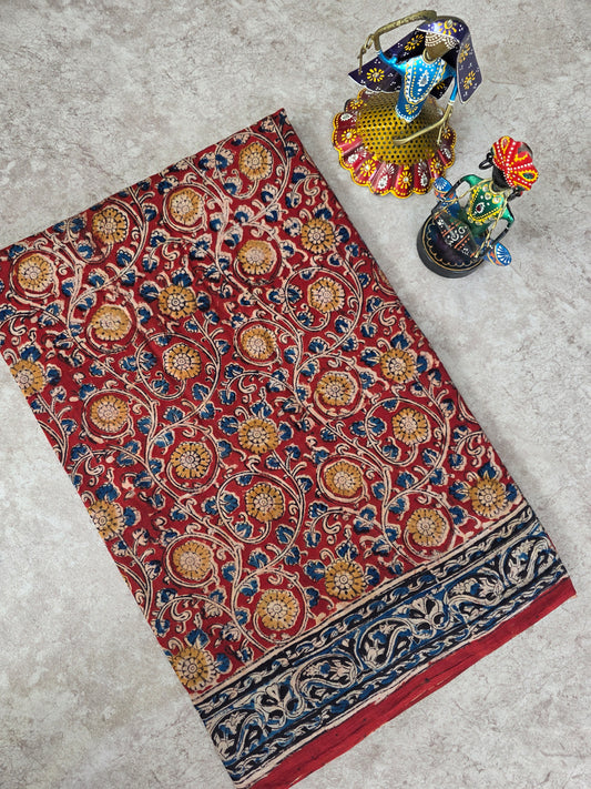 Handblock pure kalamkari cotton saree  - HS5