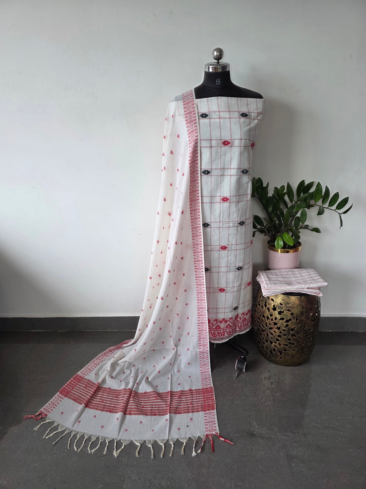 Prewashed south cotton set with jamdhani weave -HJ59
