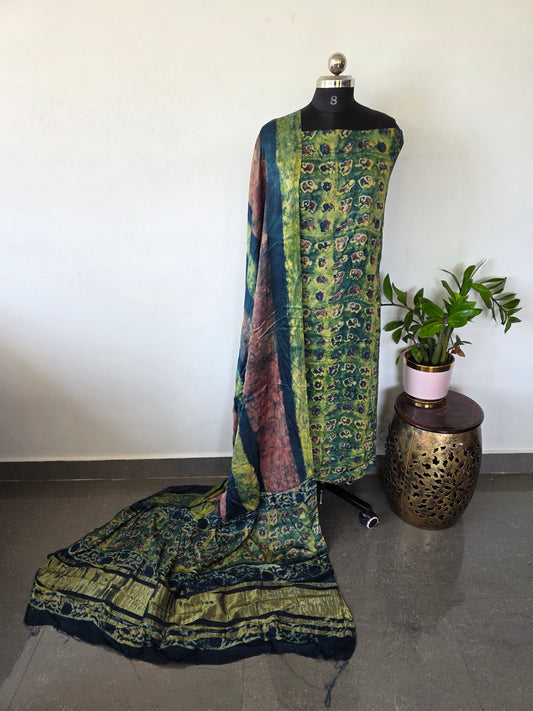 Nasphal Satin modal silk set (Pomogranate peel)- 2 pc - JA789