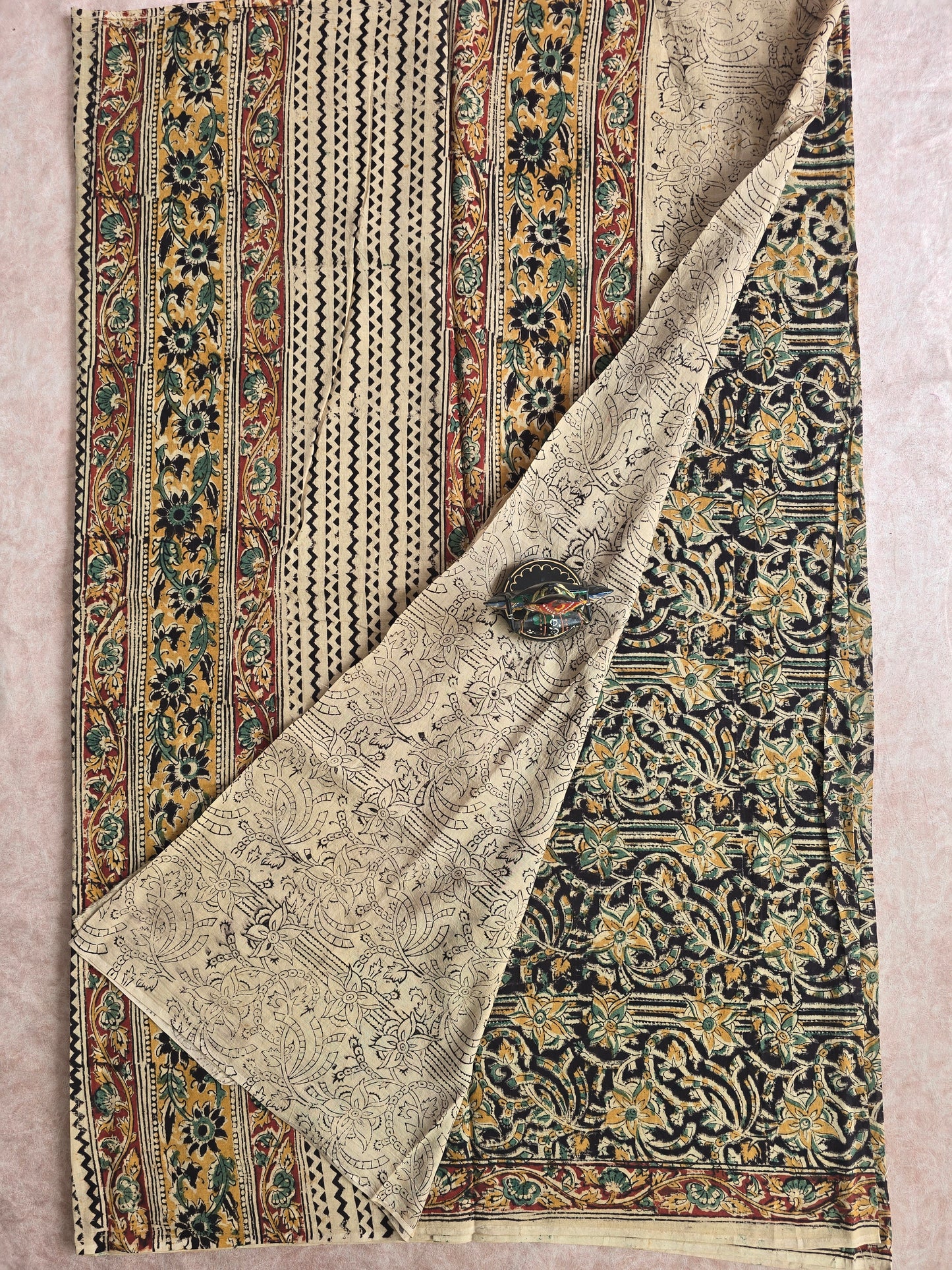 Handblock pure kalamkari cotton saree - HZ3