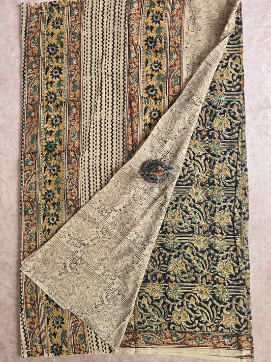 Handblock pure kalamkari cotton saree - HZ3