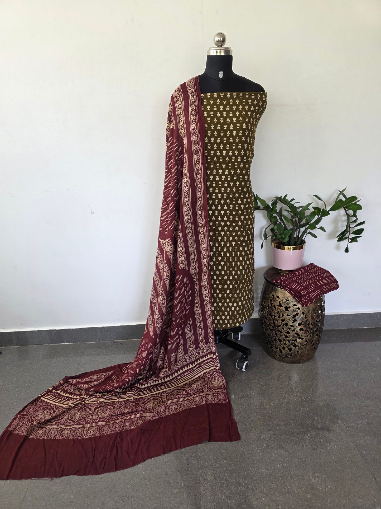 Ajrakh rayon cotton set - DM26